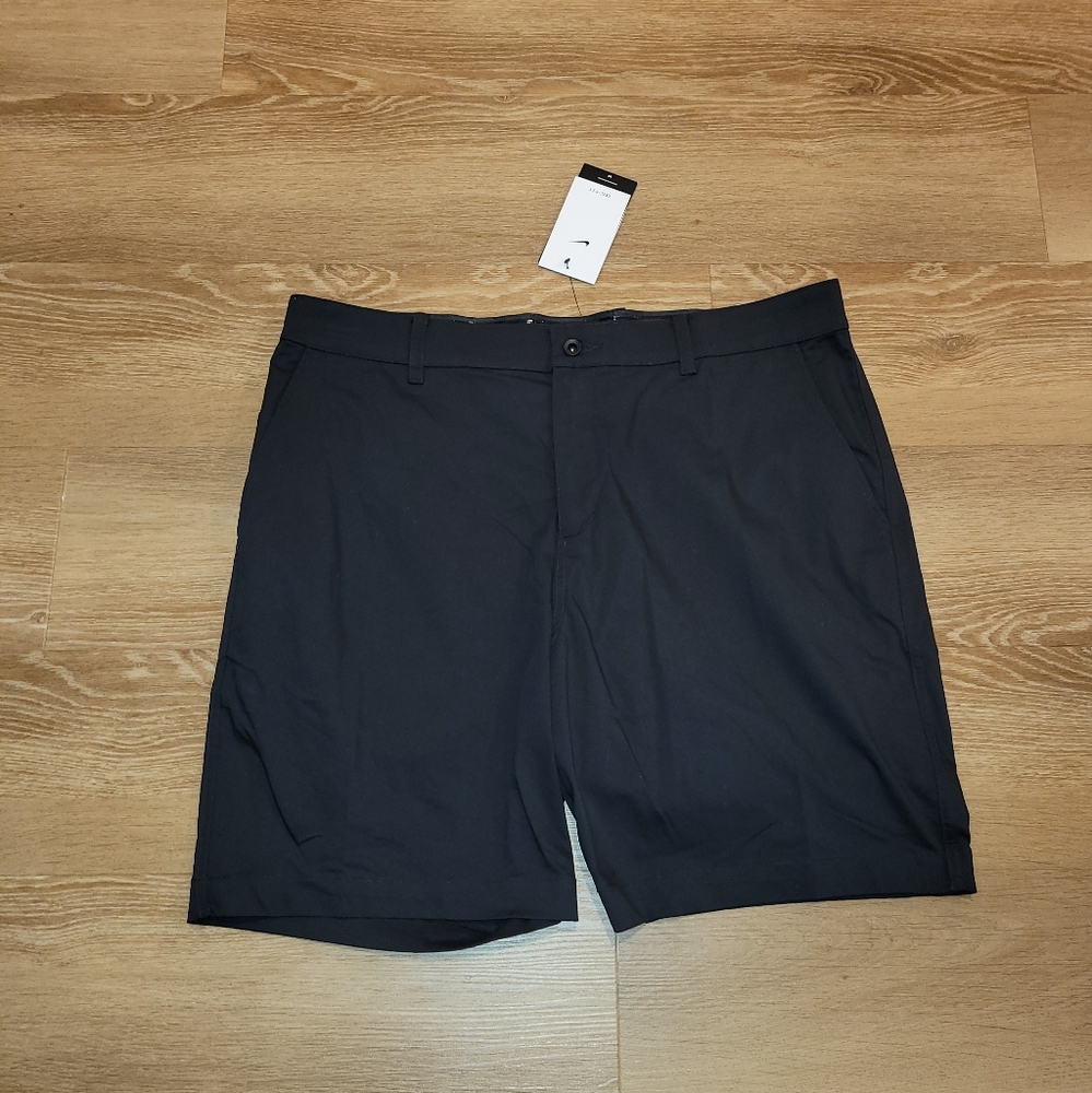 Nike Golf Chino Flat Front Shorts Men's 38 Black $65 DA4142-010 UPF40 New